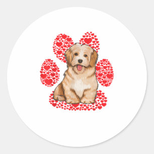 Havanese Valentines Day Dog Love Paw Classic Round Sticker