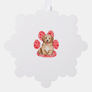 Havanese Valentines Day Dog Love Paw  Ornament Card