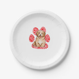 Havanese Valentines Day Dog Love Paw Paper Plate