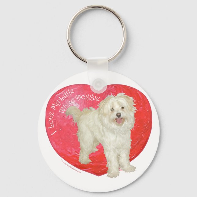 Havanese / Westie Mix Valentine's Day Keychain (Front)