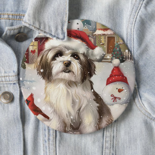 Havanese Winter Wonderland Christmas Joy 6 Inch Round Button