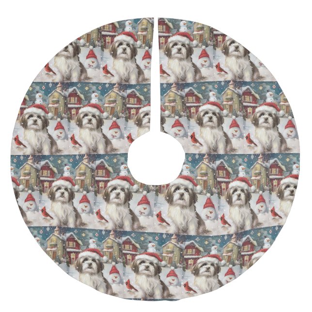 Havanese Winter Wonderland Christmas Joy Brushed Polyester Tree Skirt (Front)