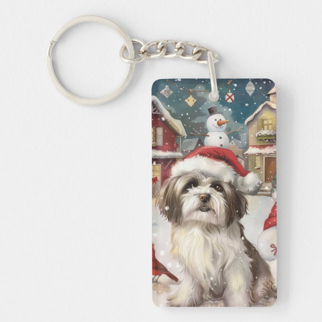 Havanese Winter Wonderland Christmas Joy Keychain (Front)