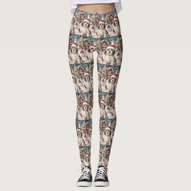 Havanese Winter Wonderland Christmas Joy Leggings (Front)