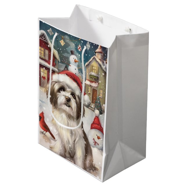 Havanese Winter Wonderland Christmas Joy Medium Gift Bag (Front Angled)
