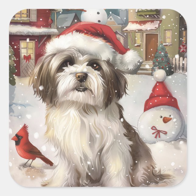 Havanese Winter Wonderland Christmas Joy Square Sticker (Front)
