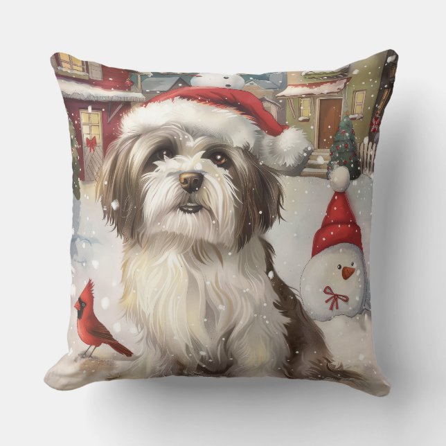 Havanese Winter Wonderland Christmas Joy Throw Pillow (Front)