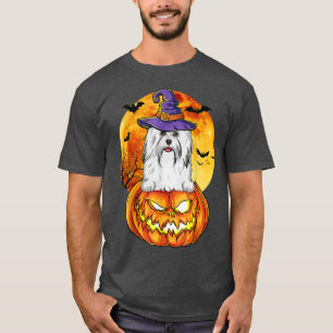 Havanese Witch Pumpkin Halloween Dog Lover Funny T-Shirt