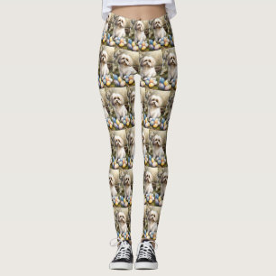 Havanese with Easter Eggs Leggings