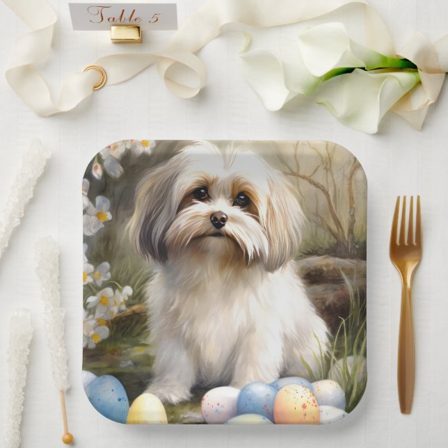 Havanese with Easter Eggs Paper Plate (Wedding)