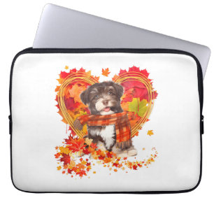 Havanese With Heart Made Of Autumn Leaves Laptop Sleeve