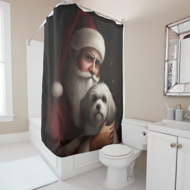 Havanese With Santa Claus Festive Christmas (In Situ)