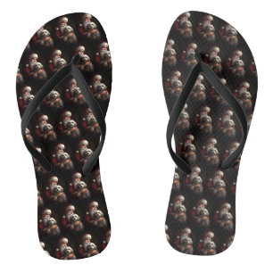 Havanese With Santa Claus Festive Christmas Flip Flops