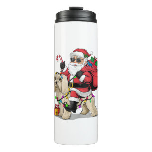 Havanese Xmas Lighting Santa Riding Havanese Dog C Thermal Tumbler