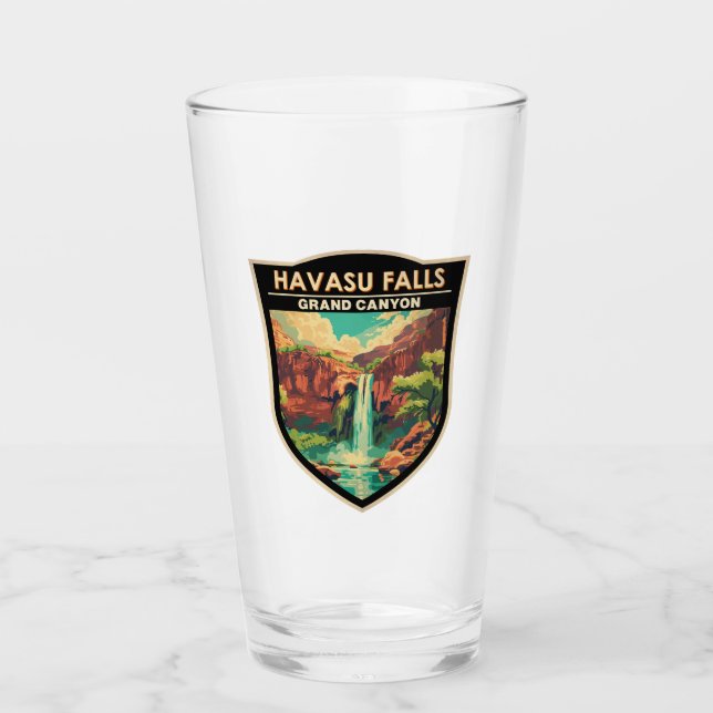Havasu Falls Grand Canyon Travel Art Vintage Glass (Front)