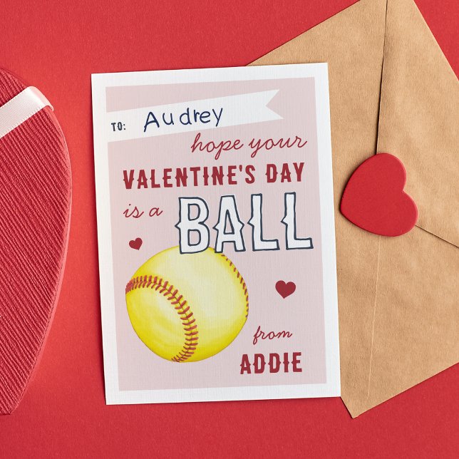 "Have a Ball" Softball Valentine's Day Card (Creator Uploaded)