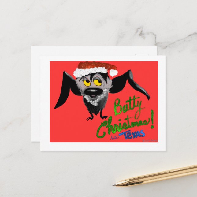 Have a Batty Christmas! Holiday Postcard (Front/Back In Situ)