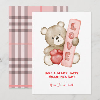 Have a Bear-Y Happy Valentine's Day Classroom Holiday Card