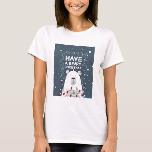 Have a Beary Christmas Polar Bear Art Illustration T-Shirt