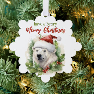 Have A Beary Merry Christmas Polar Bear Funny Ornament Card