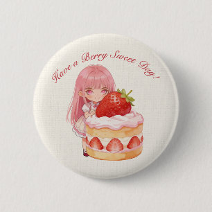 Have a Berry Sweet Day Watercolor 1st Birthday 2 Inch Round Button
