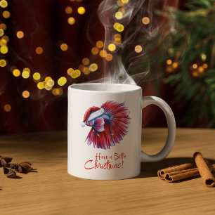 Have a Betta Christmas Funny Santa Fish Lover Pun Coffee Mug