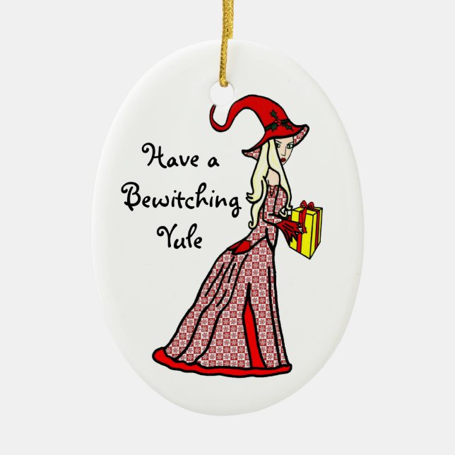 Have a Bewitching Yule Ceramic Ornament (Front)
