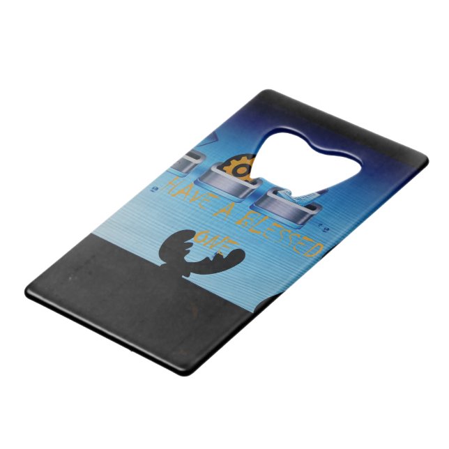 Have a Blessed Merry Christmas – A Festive Digital Credit Card Bottle Opener (Front Angled)