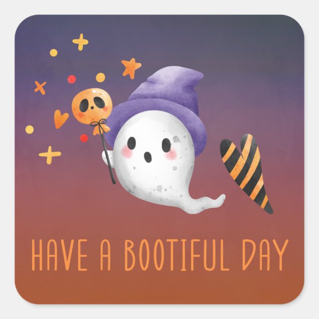 Have a Bootiful Day Halloween Square Sticker (Front)