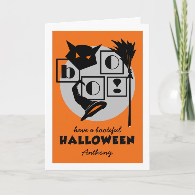 Have a Bootiful Halloween. Custom Name Halloween   Card (Front)