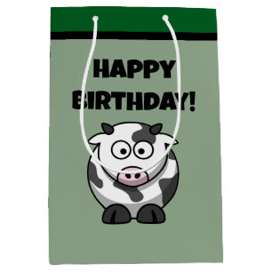 Have a Cow, Funny Dairy Cow Cartoon Pun Design Medium Gift Bag
