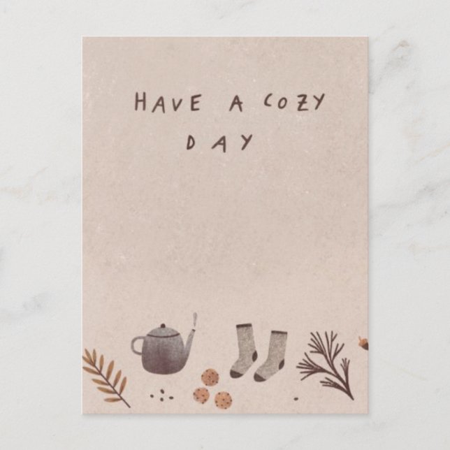 Have a cozy day minimalist blessing postcard (Front)