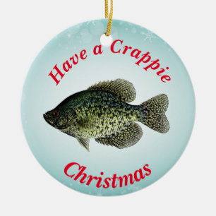 "Have a Crappie Christmas" featuring black crappie Ceramic Ornament
