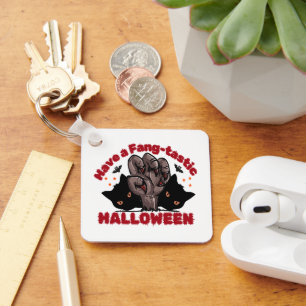 Have A Fang-Tastic Halloween Monster Hand Design Keychain