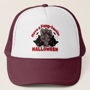 Have A Fang-Tastic Halloween Monster Hand Design Trucker Hat