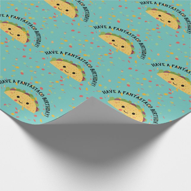 Have a Fantastaco Birthday Cute kawaii Taco Wrapping Paper (Corner)