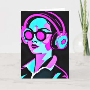Have a Fun Summer AI Art Cool Lady in Headphones Card