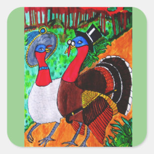 HAVE A FUN THANKSGIVING     SQUARE STICKER