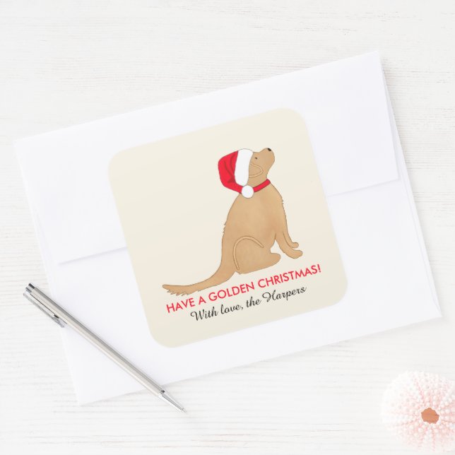 Have a Golden Christmas Customized Flat Card Square Sticker (Envelope)
