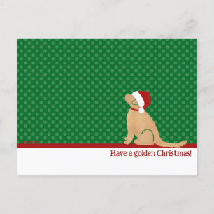 Have a Golden Christmas Green Postcard