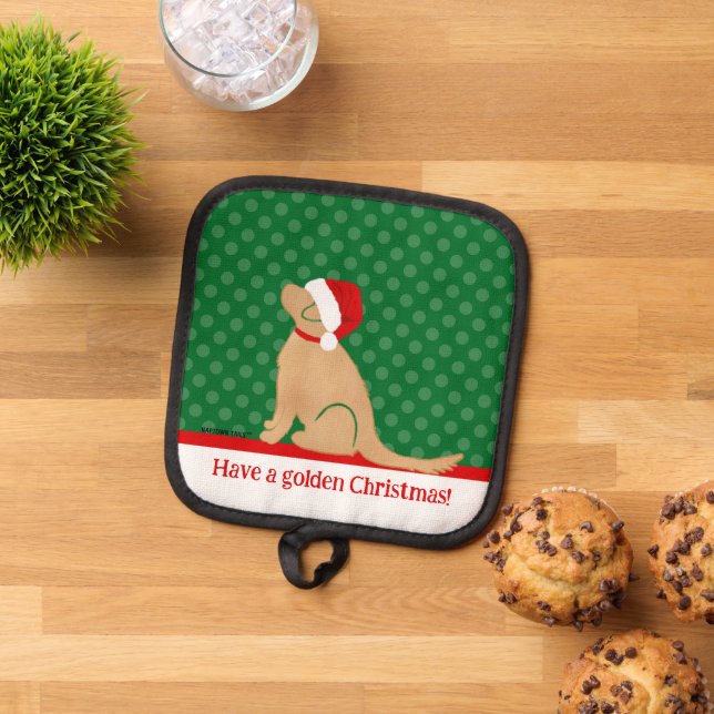 Have a Golden Christmas Green Pot Holder (Top Down)