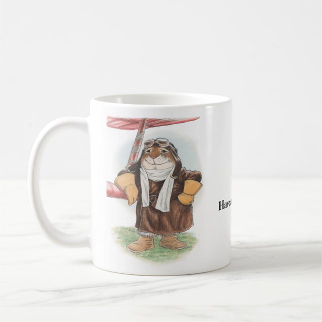 "Have a good day, Ace" Rabbit Pilot Mug (Left)