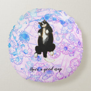 Have a good nap like this Cat Round Pillow