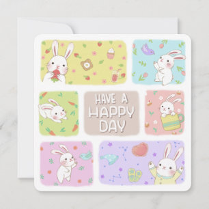 Have A Happy Day: Cute Bunny Illustration Invitation