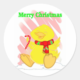Have a Happy Duck Merry Christmas Classic Round Sticker