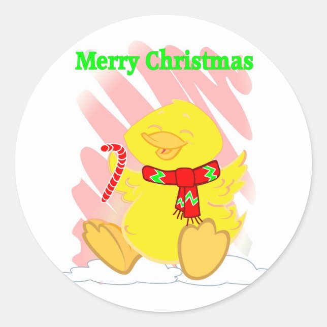 Have a Happy Duck Merry Christmas Classic Round Sticker (Front)