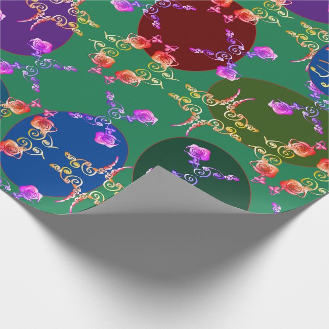 "Have a Happy Easter" Easter Eggs Rose Pattern Wrapping Paper (Corner)