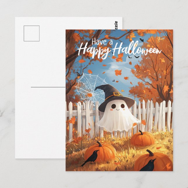 Have a Happy Halloween Cute Ghost Postcard (Front/Back)