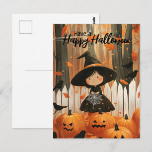 Have a Happy Halloween Cute Witch Postcard