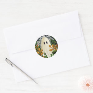 Have a Happy Halloween Ghost  Classic Round Sticker